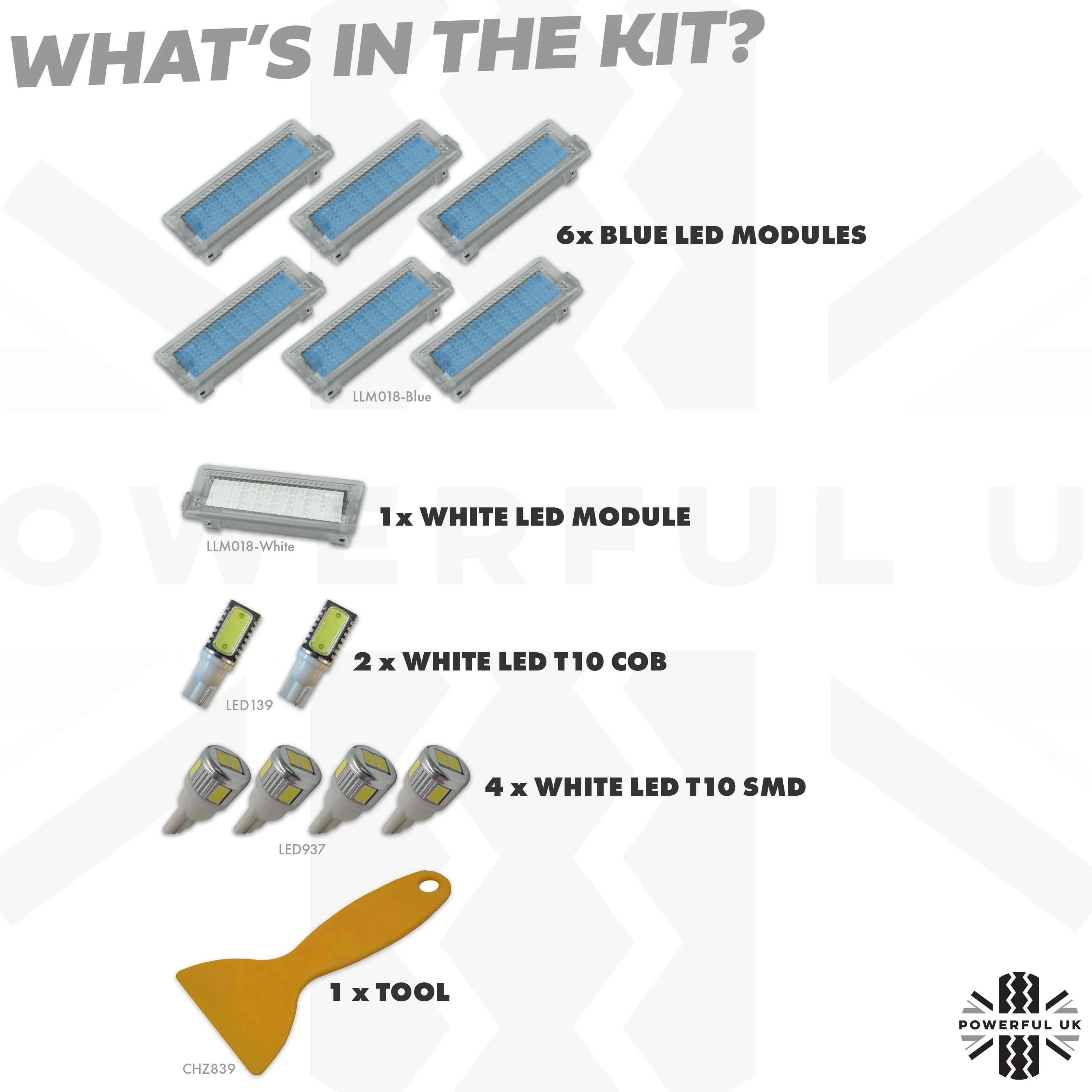 LED Interior Light Kit in White & Blue for Range Rover Sport (14pc) 2005-2013 - Image 3