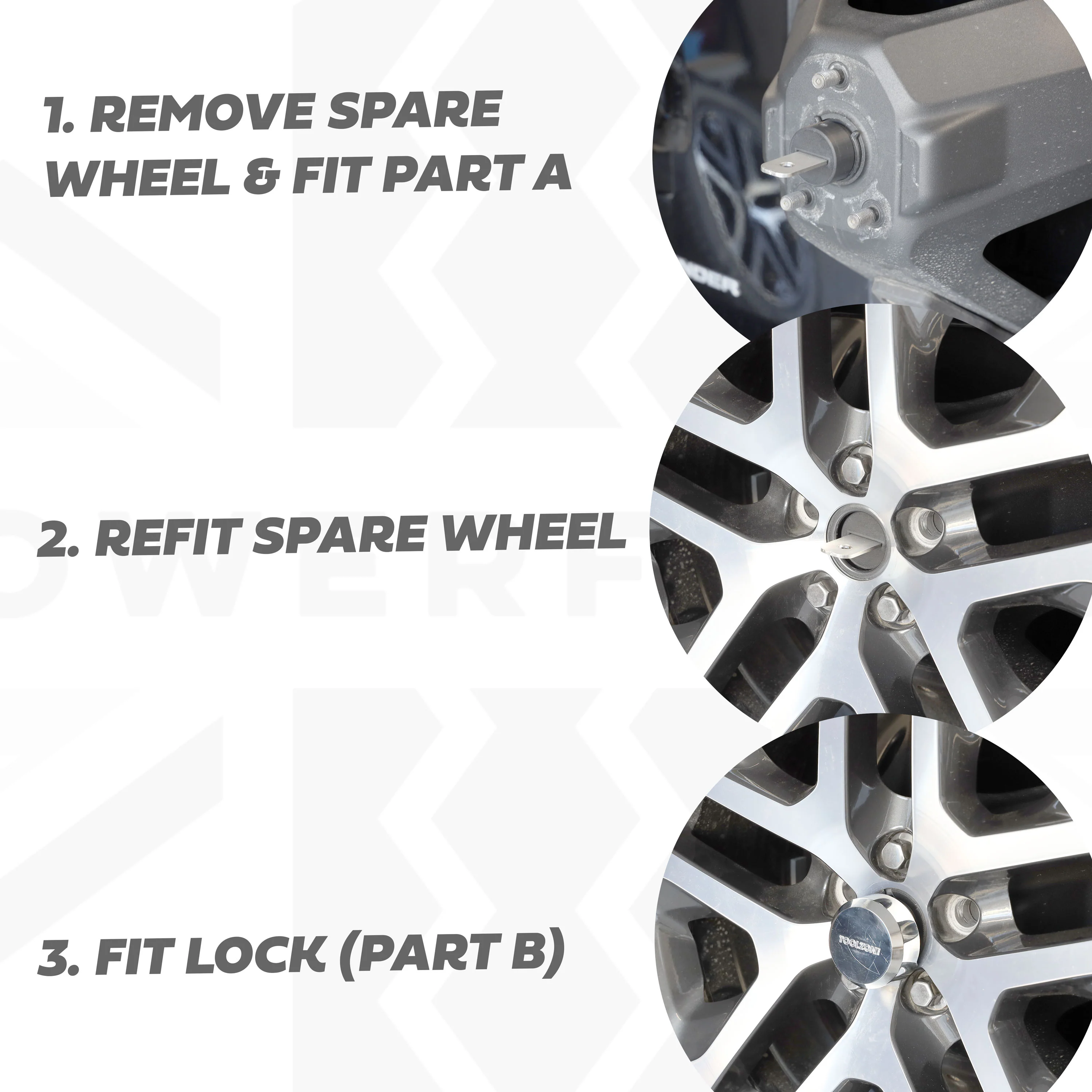Lock Kit for 5095 Spare Wheel on Land Rover Defender L663 - Image 5