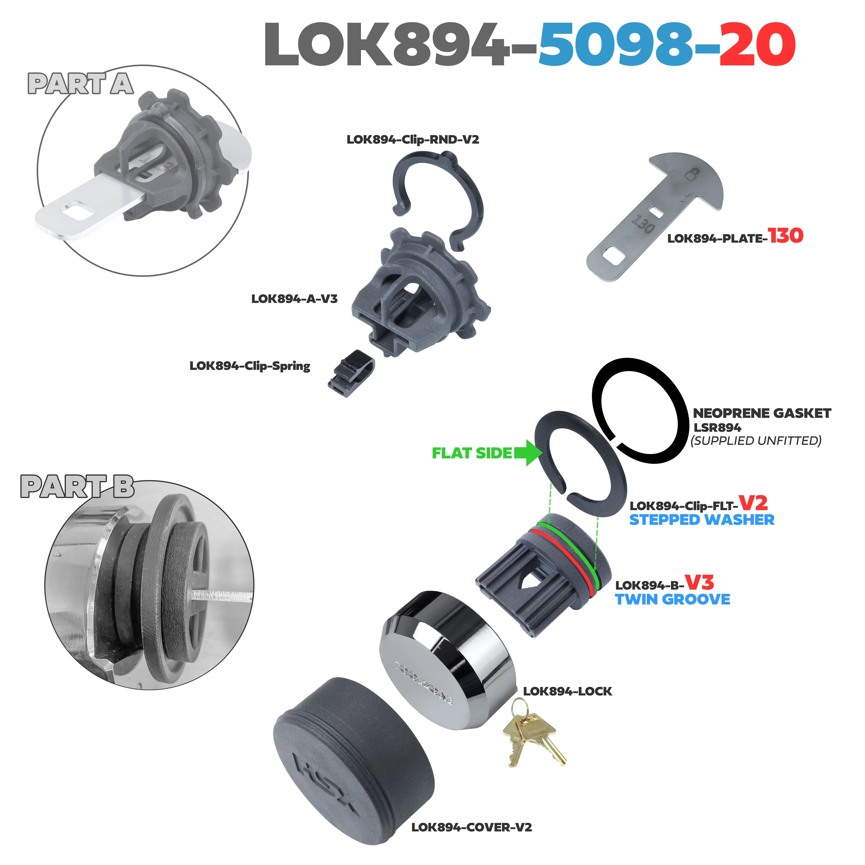 Lock Kit for 5098 20" Spare Wheel on Land Rover Defender L663 - Image 9