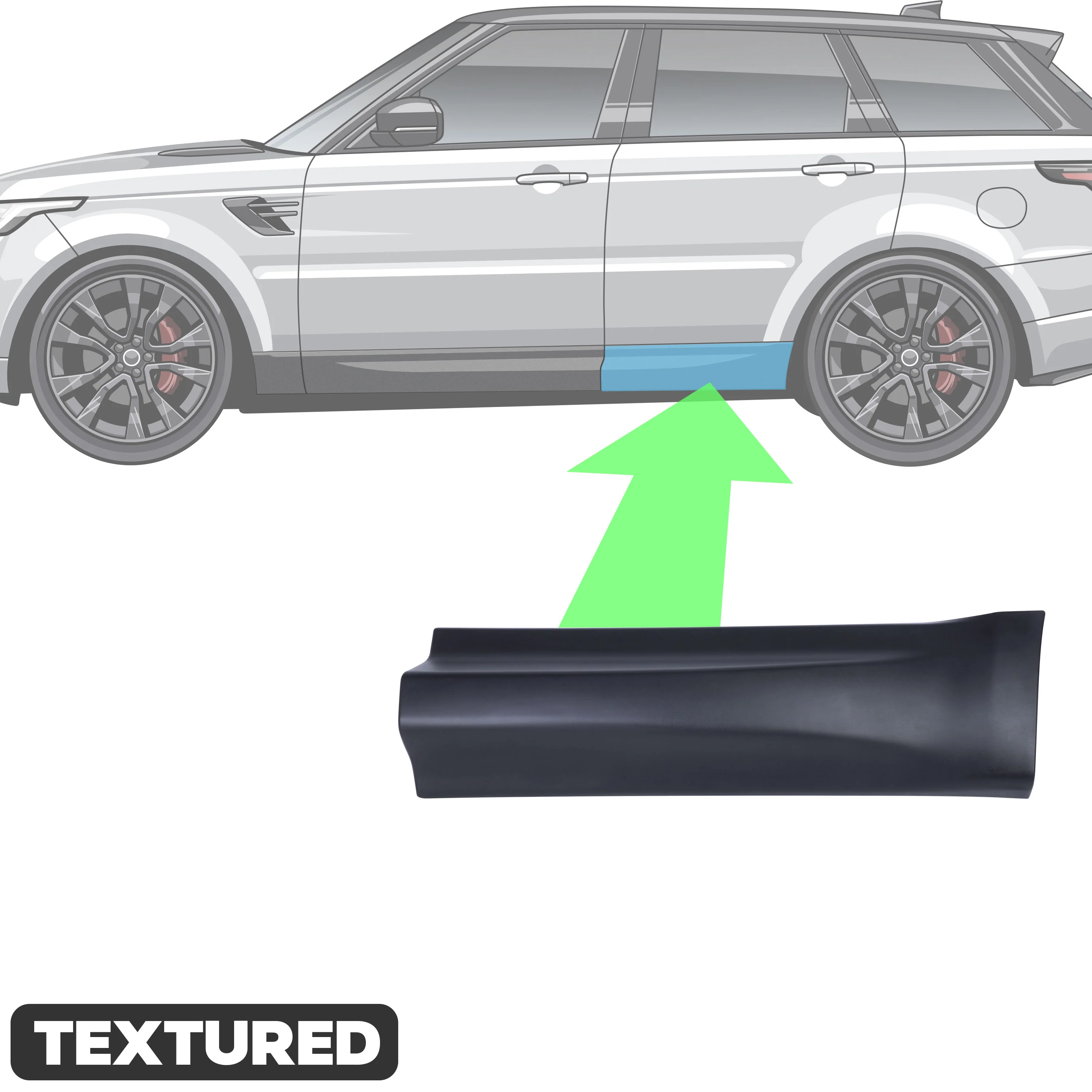 Lower Door Moulding in Textured Black - Left Rear Door Section - for Range Rover Sport L494