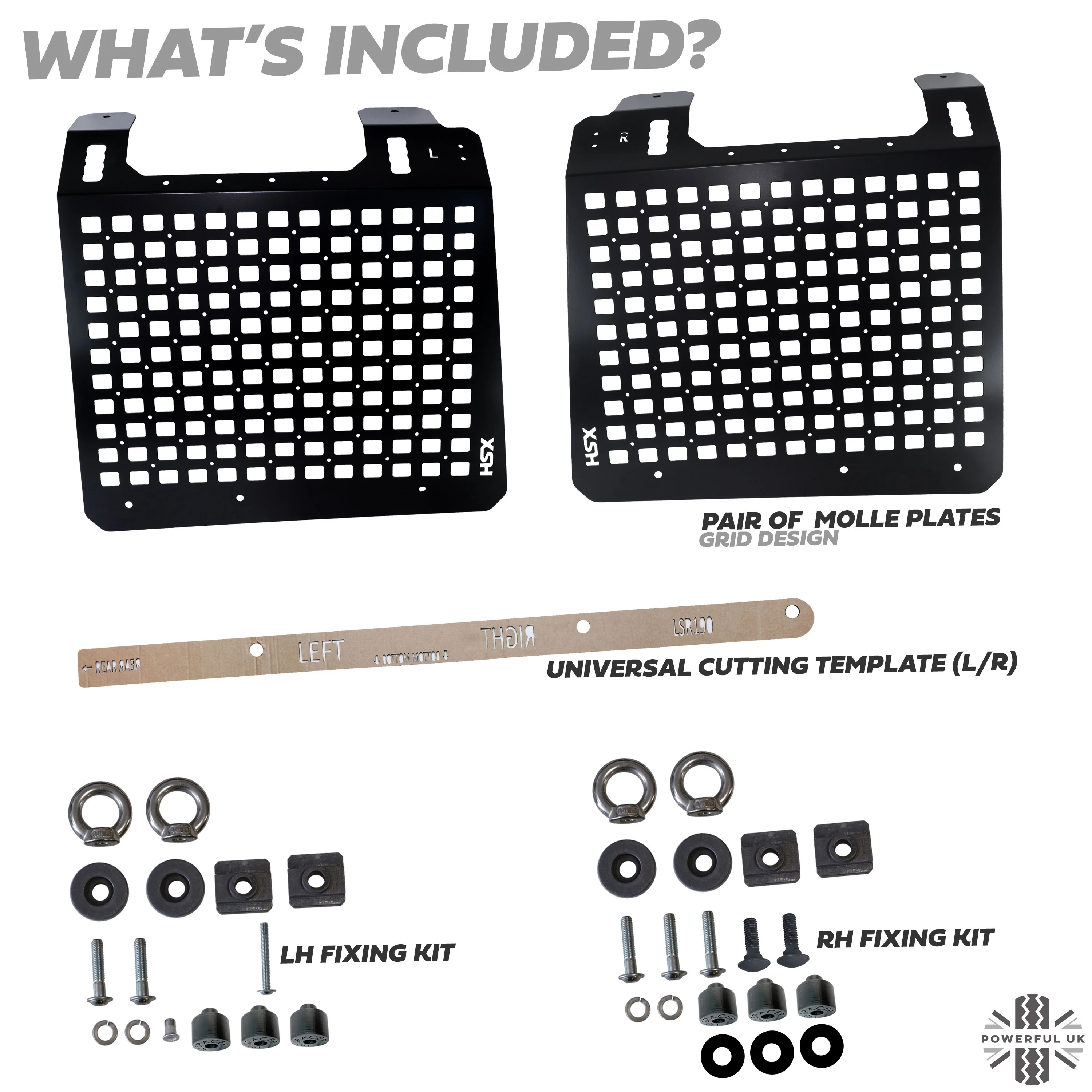 Molle Plate Kit - Black - Grid Design - PAIR - for Land Rover Defender L663 (90 Model) - Image 3