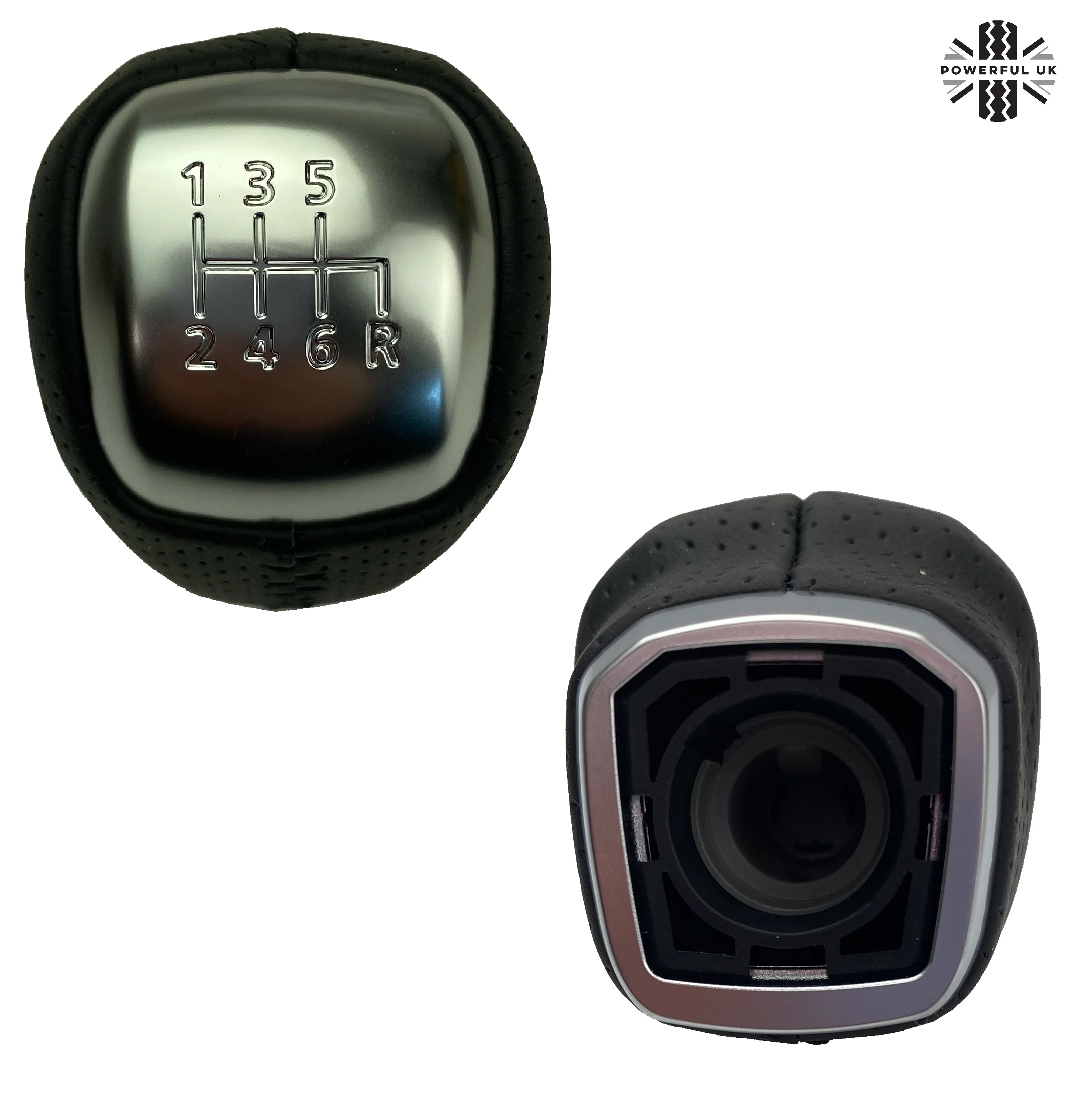 Perforated Black Leather Gear Knob for Range Rover Evoque with Manual 6 Speed - Image 3