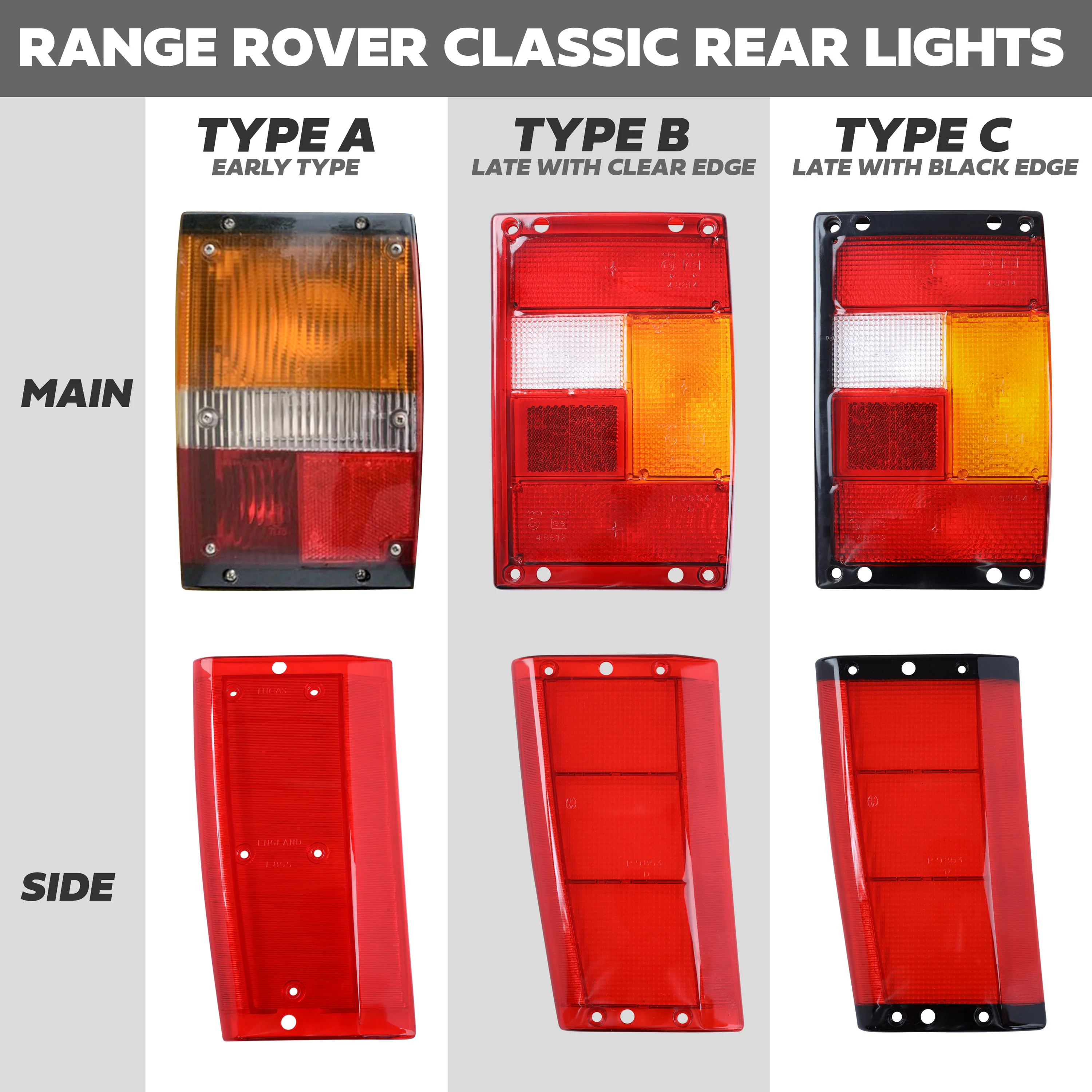 Rear Light Lens for Range Rover Classic - Side Section - Clear Edge - Right Side - Image 6