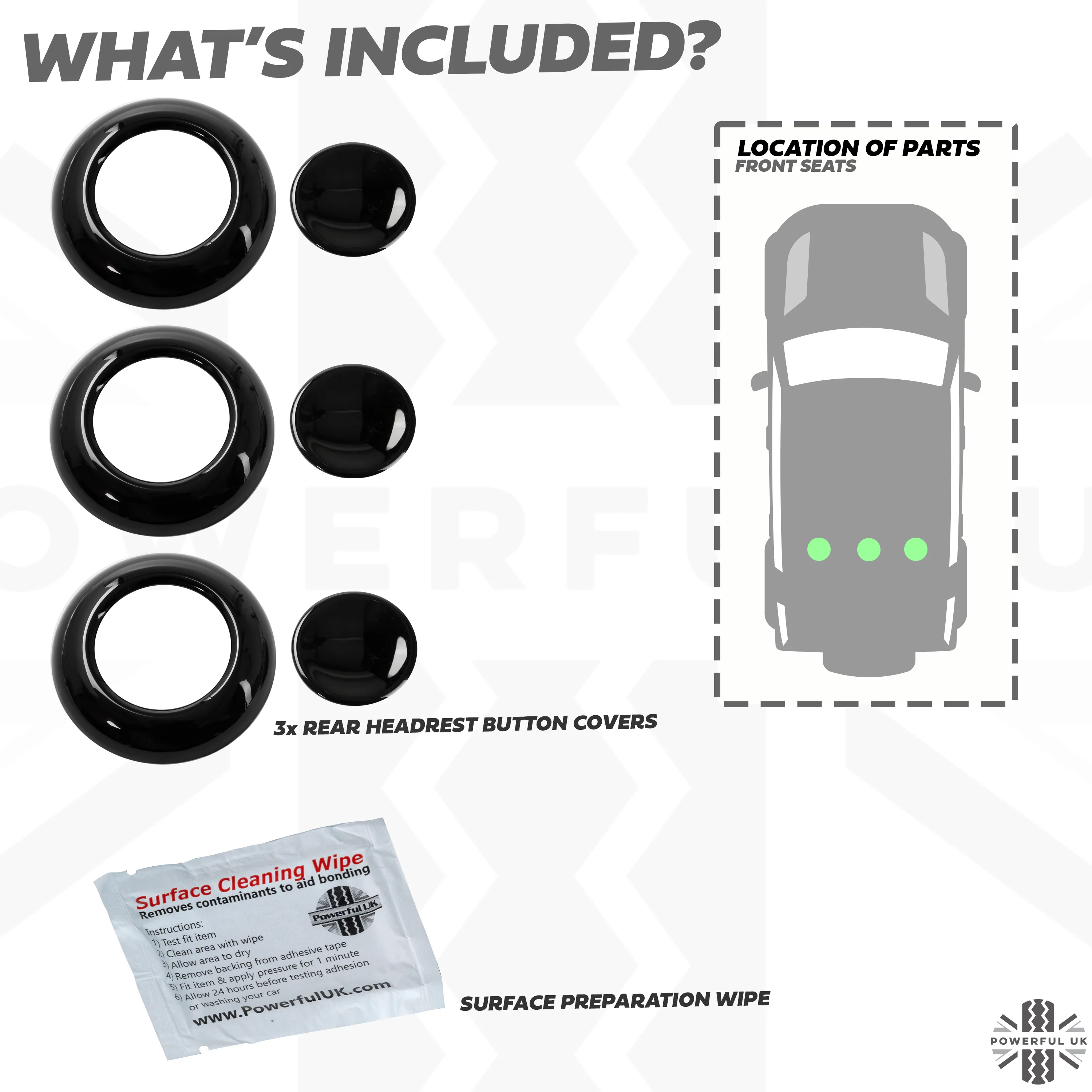 Rear Seat Headrest Button Covers for Land Rover Defender L663 - Gloss Black - Image 5