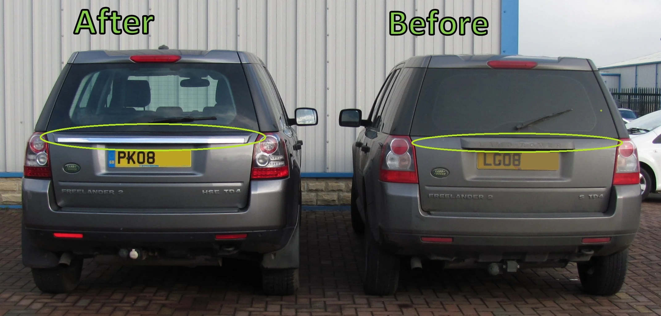 Rear Tailgate Upgrade Kit - Primer/Chrome - Genuine for Land Rover Freelander 2 - Image 6