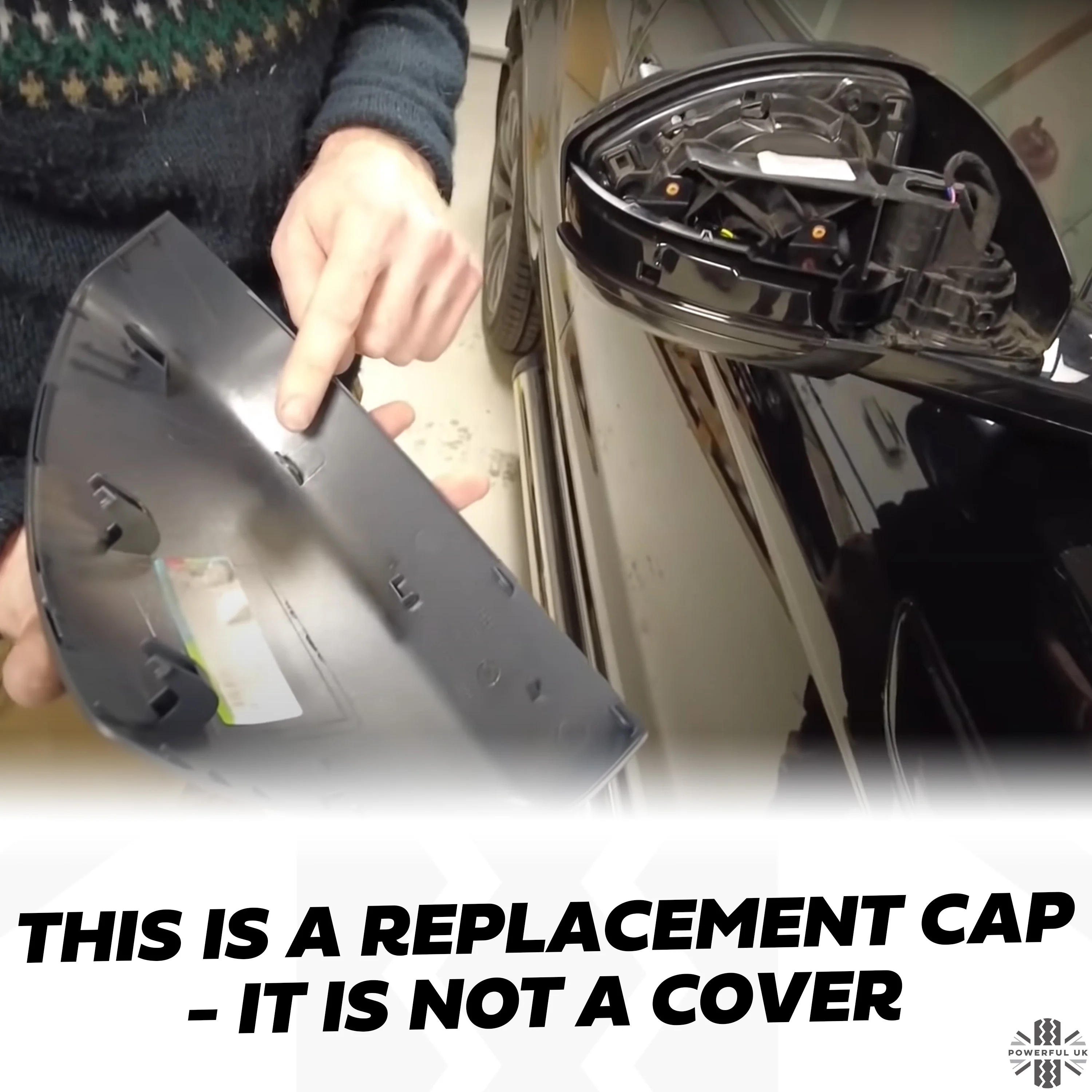 Replacment Mirror Caps for Jaguar F-Pace - Gloss Black - Image 6