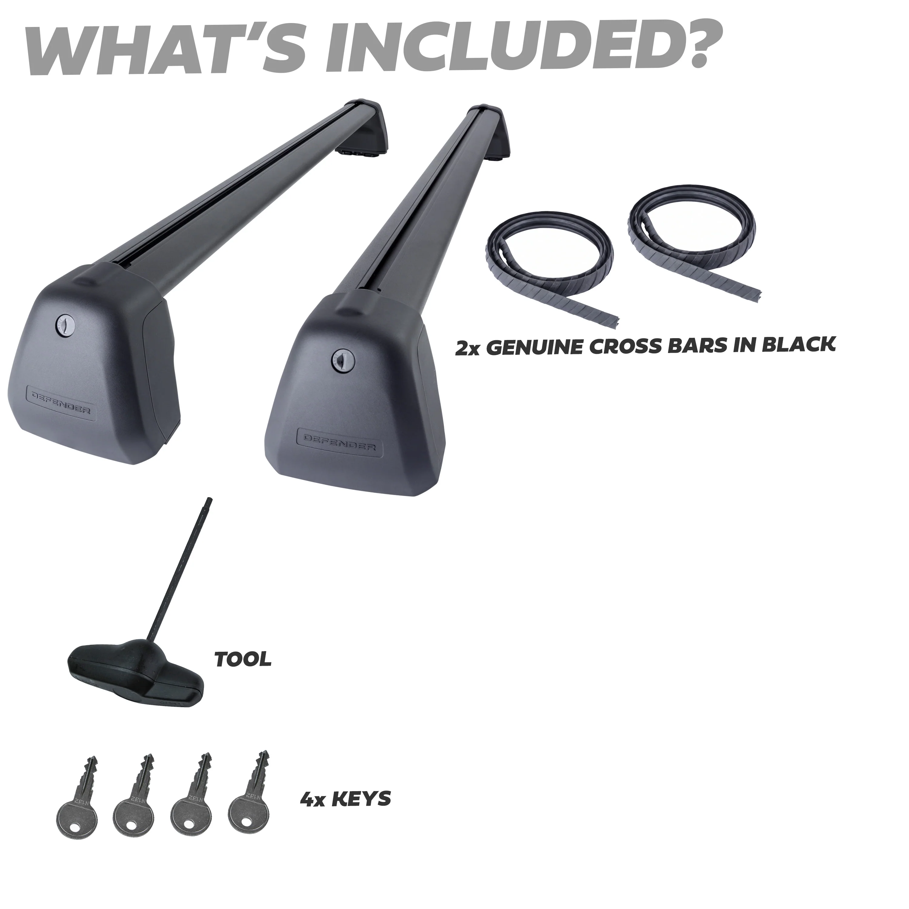 Roof Cross Bar Kit for Land Rover Defender L663 (130 model) - Black - Image 4