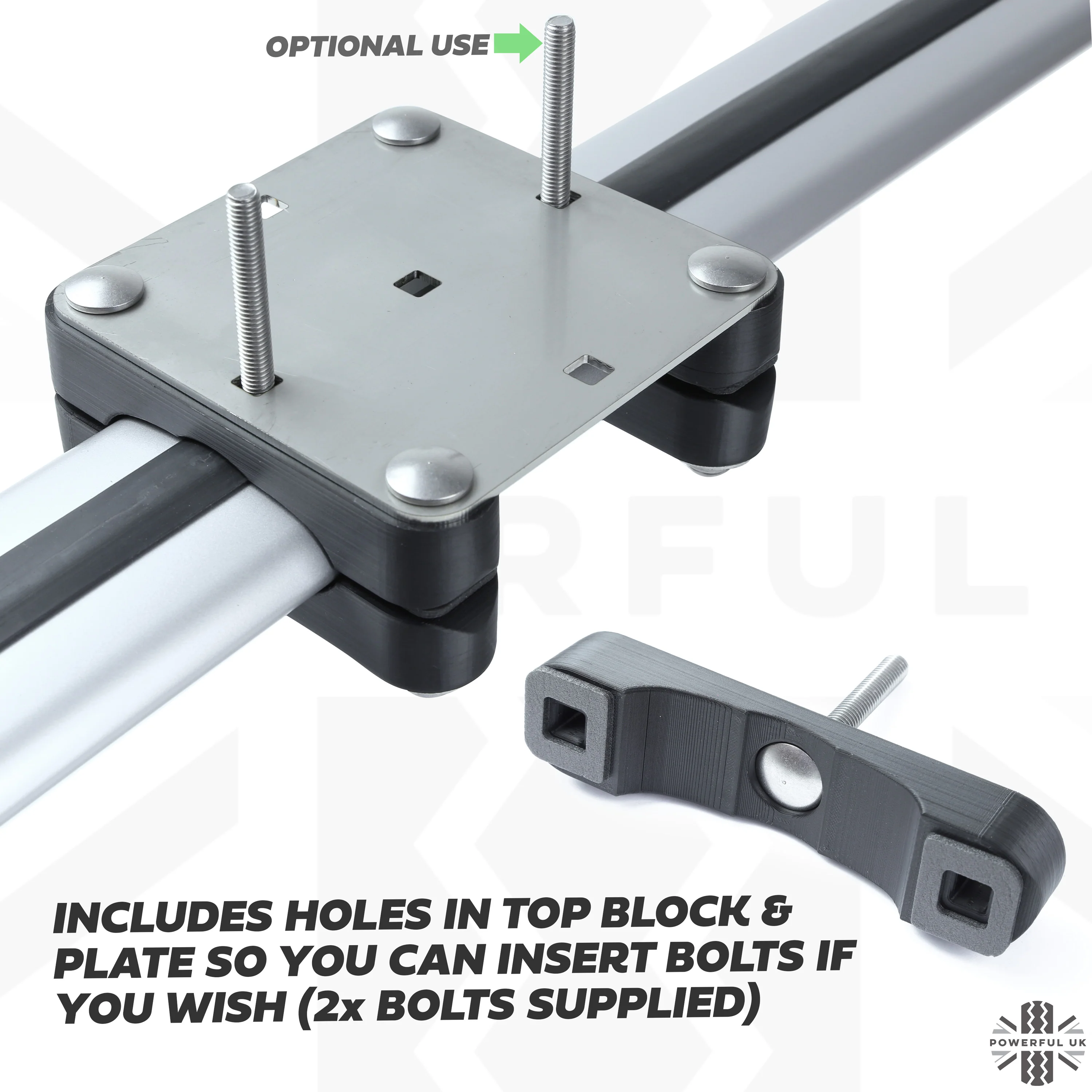 Roof Cross Bar Mount Clamp Kit for VW Transporter T5 & T6 Van - Kit A - Stainless Steel Top - Image 6