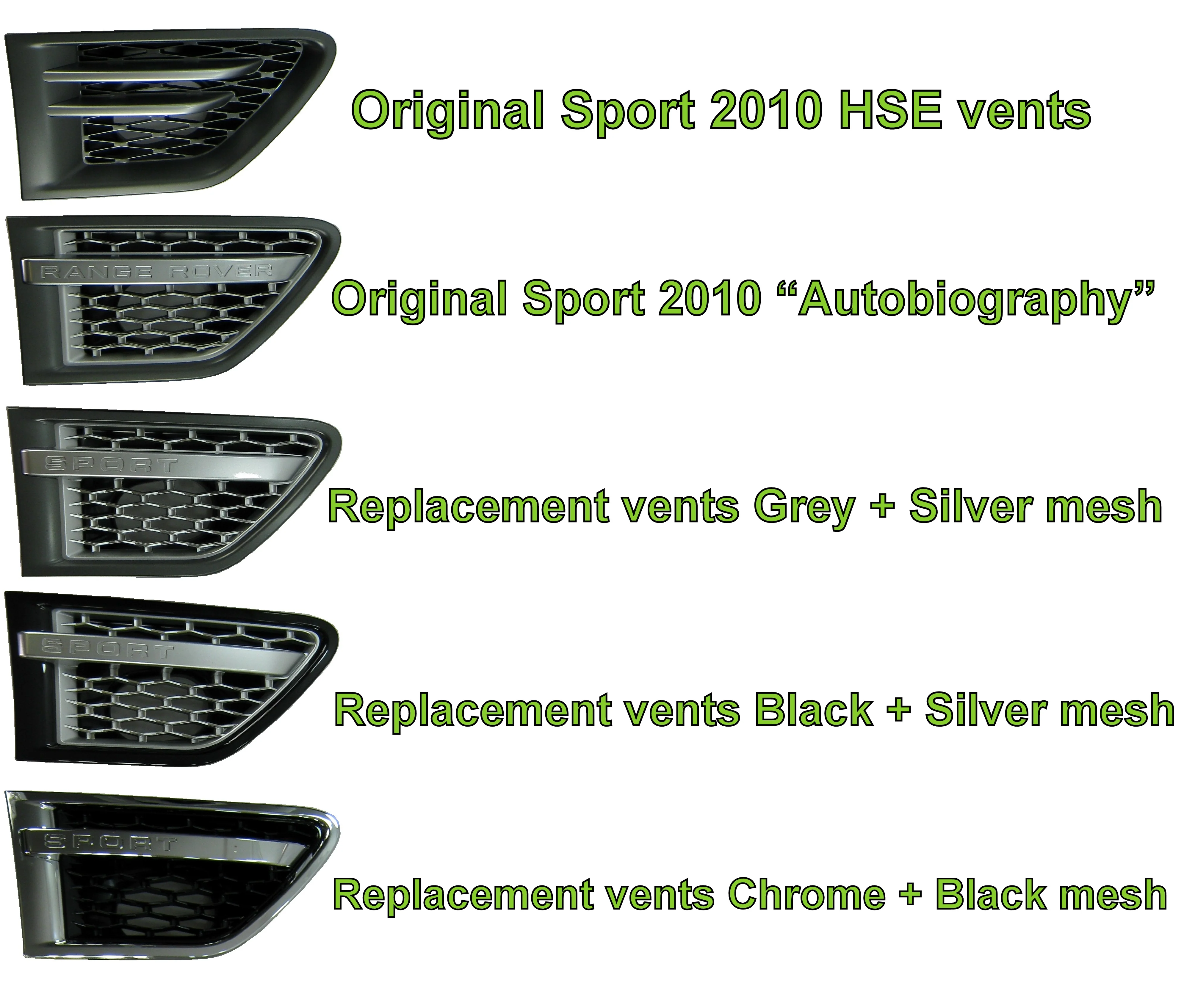 Side Vents - Black/Chrome/Black for Range Rover Sport 2010 - Image 6