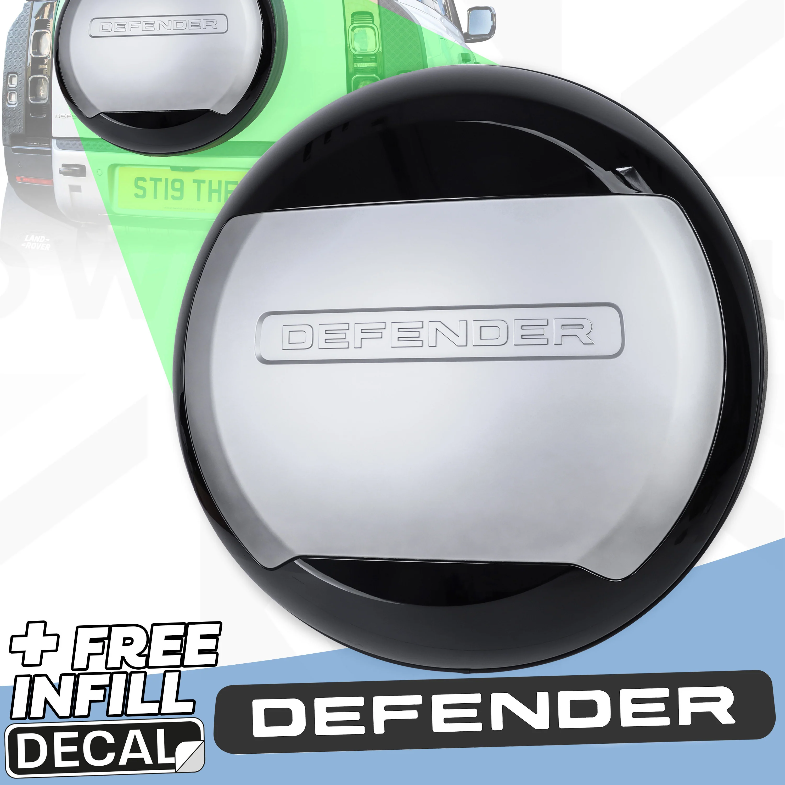 Spare Wheel Cover - Genuine (+ infill decals) for Land Rover Defender L663