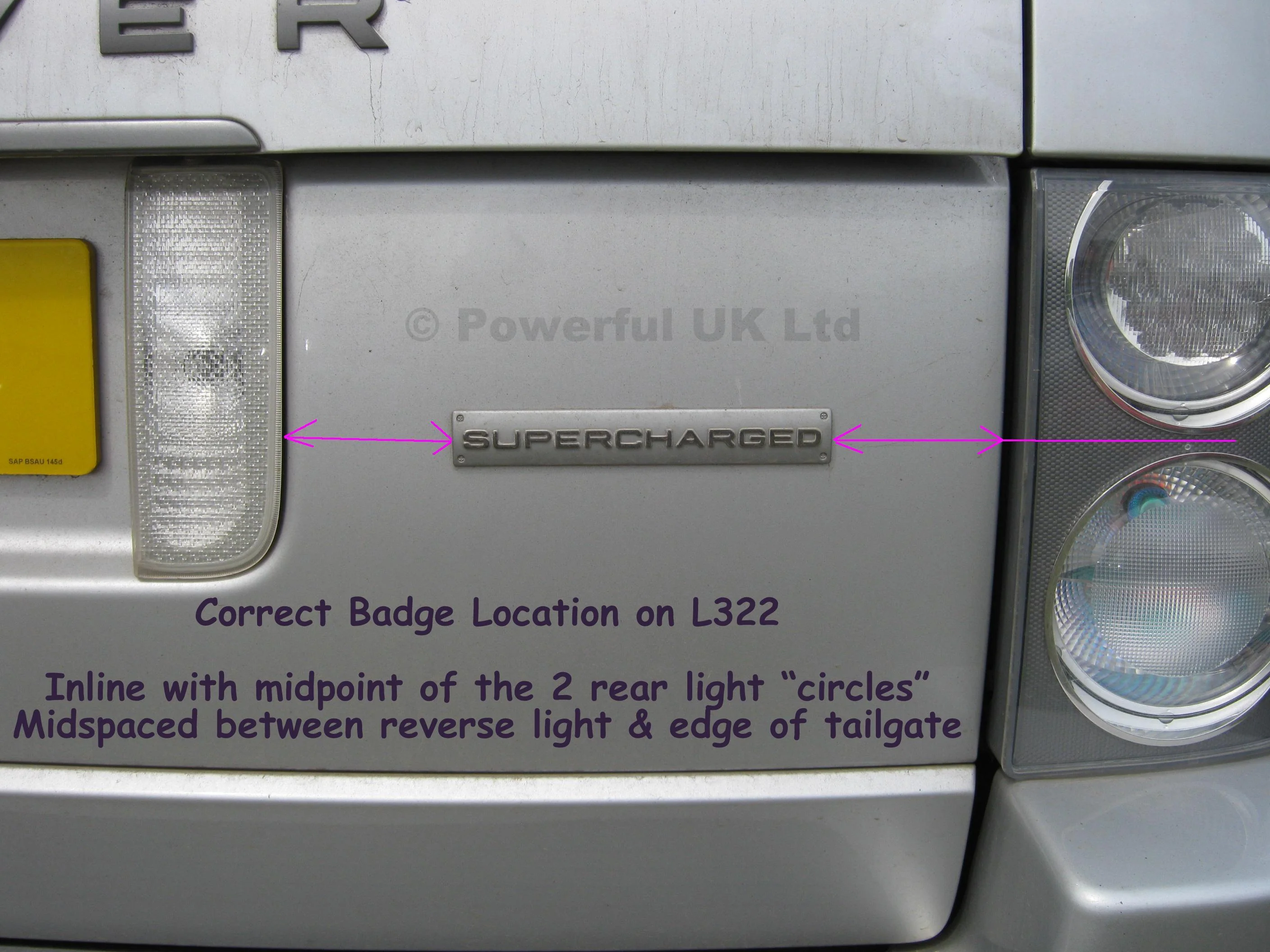 SUPERCHARGED Badge - Chrome for Range Rover L322 - Image 3
