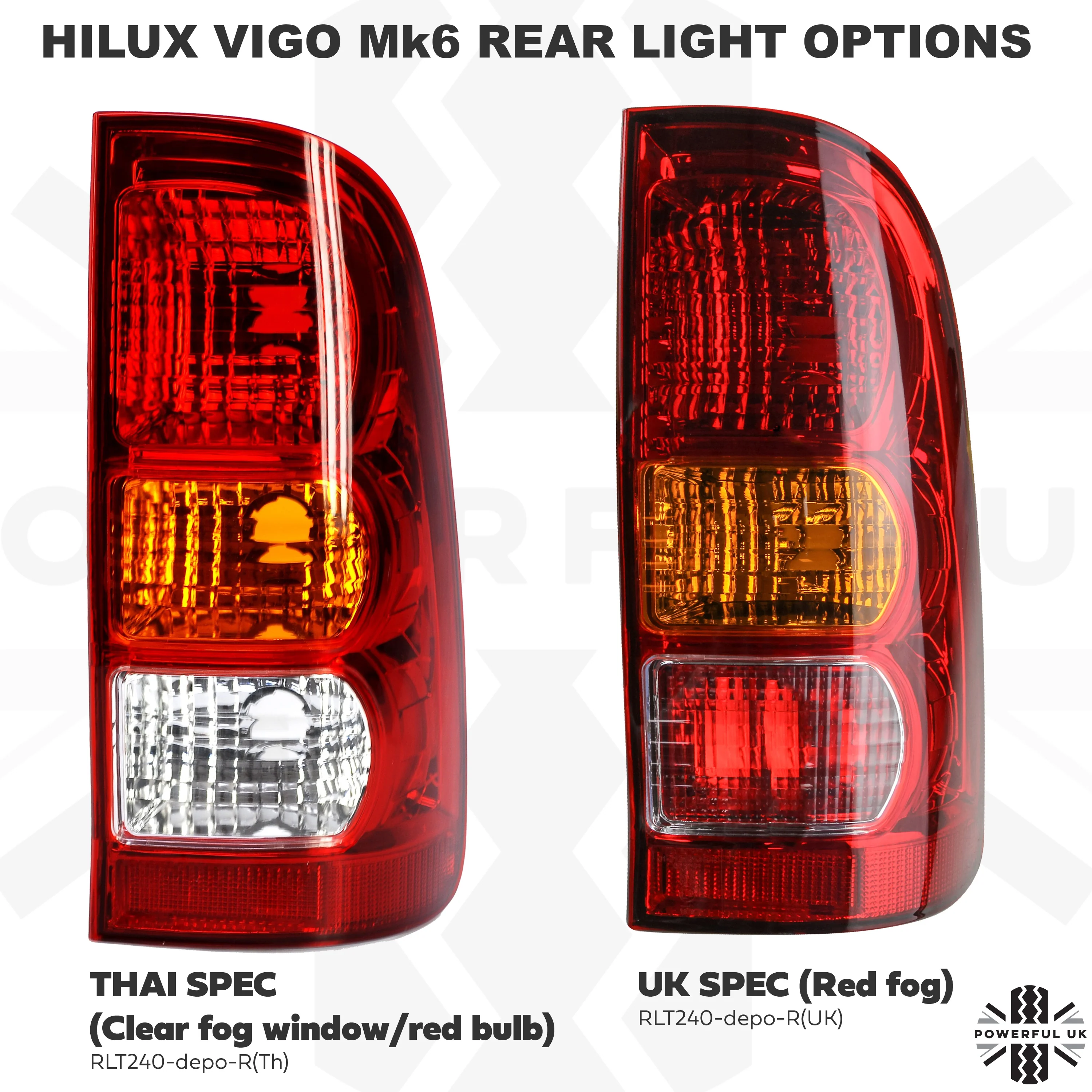 Toyota Hilux Mk6 / Vigo Rear Light - With E Mark - UK Spec Red Fog - RH - Image 7