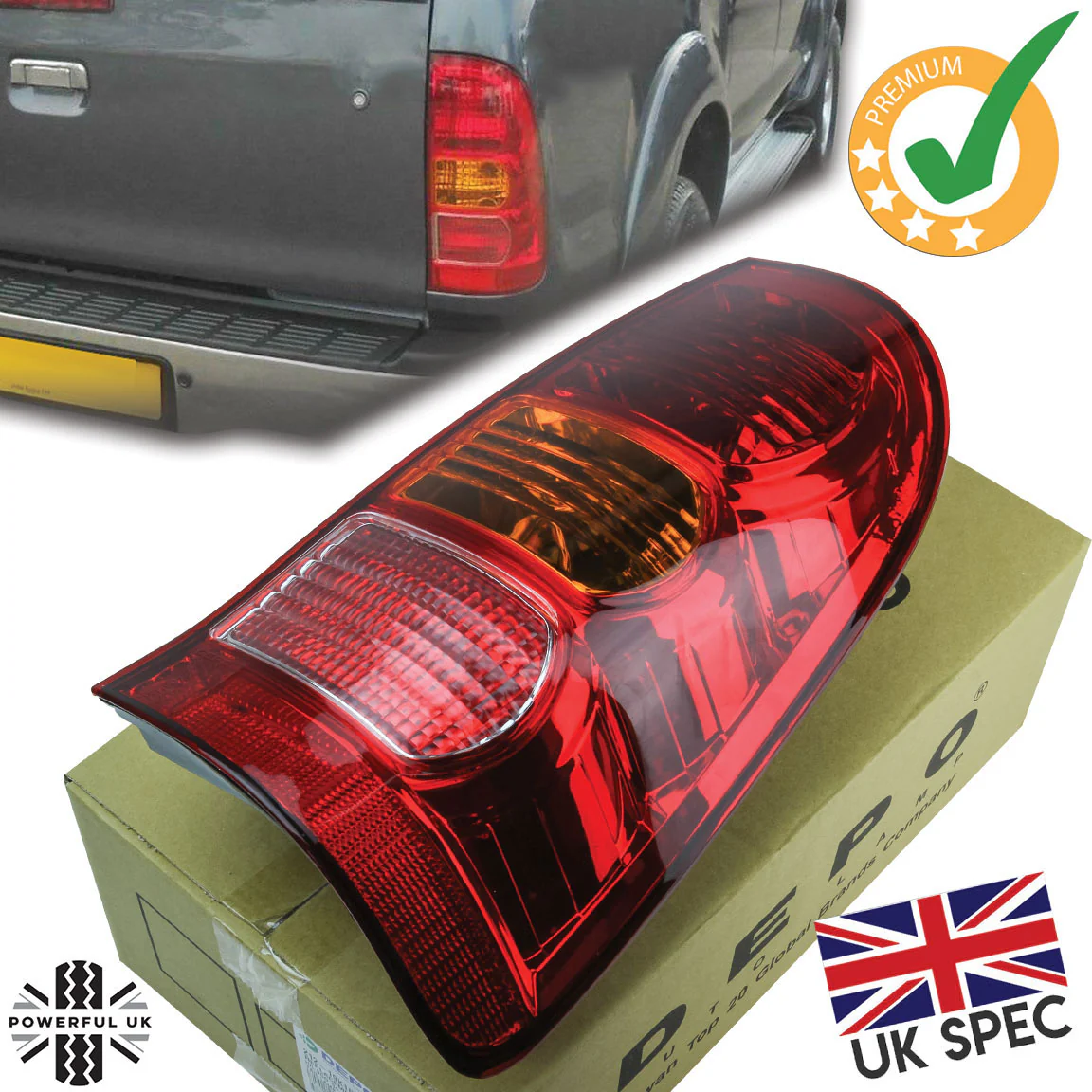 Toyota Hilux Mk6 / Vigo Rear Light - With E Mark - UK Spec Red Fog - RH - Image 8