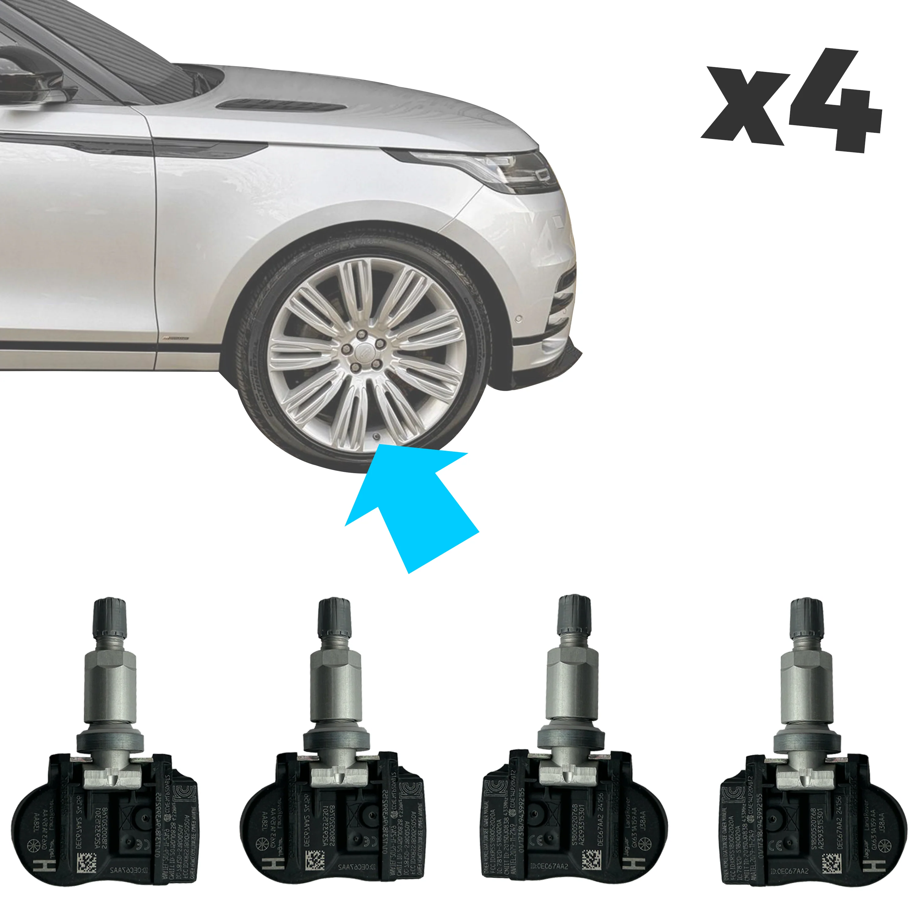 Tyre Pressure Monitoring System (TPMS) Sensors x4 for Range Rover Evoque - OE