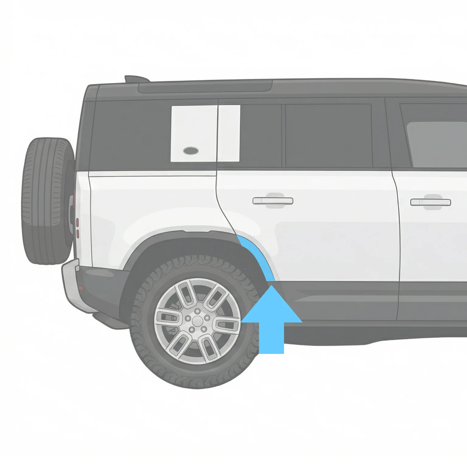 Wheel Arch Section - Standard Width - Rear Right (R2) for Land Rover Defender L663(110 & 130) - Textured Black - Image 3