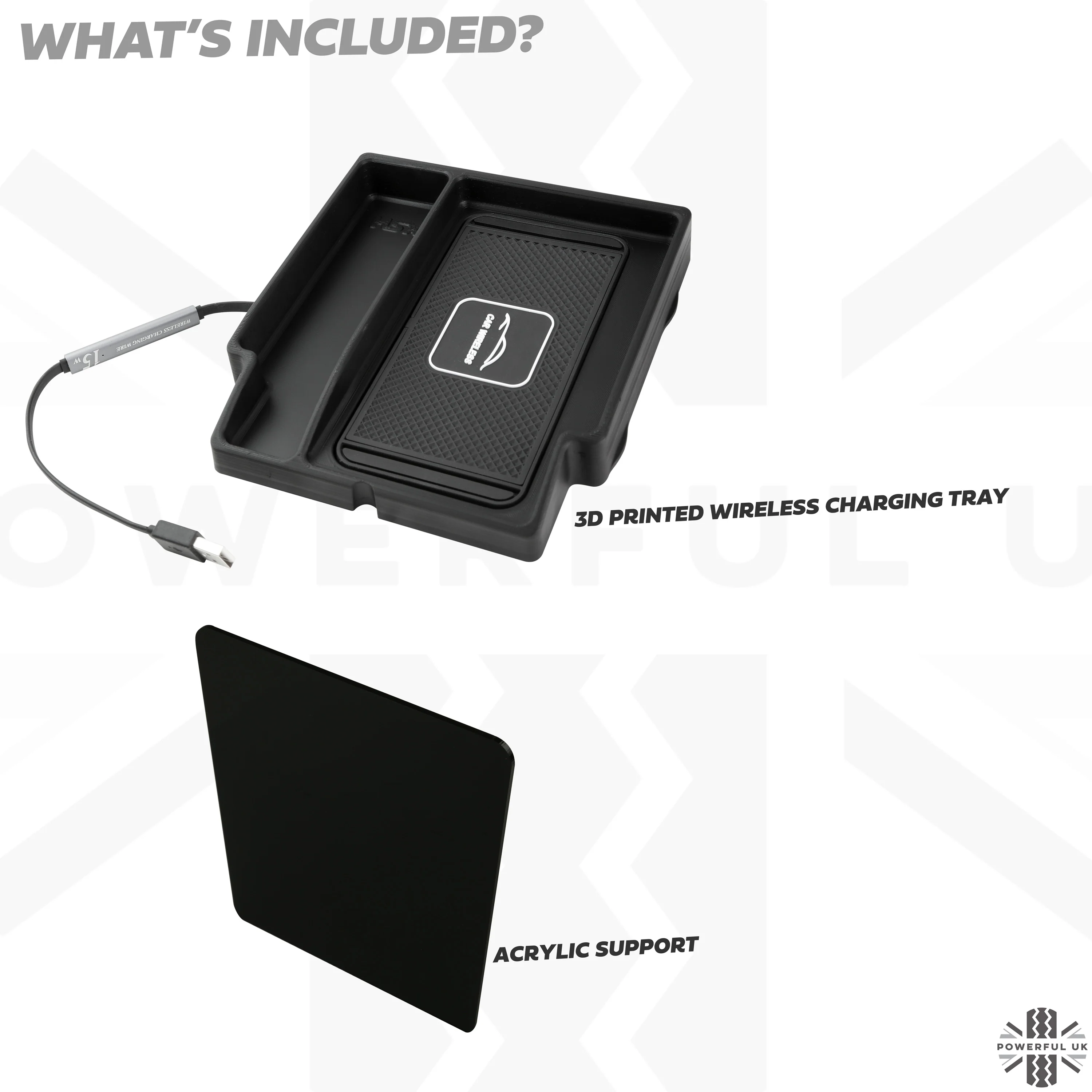 Wireless phone charging tray for Range Rover Sport L494 2014-17 (for vehicles with NO fridge) - Image 2