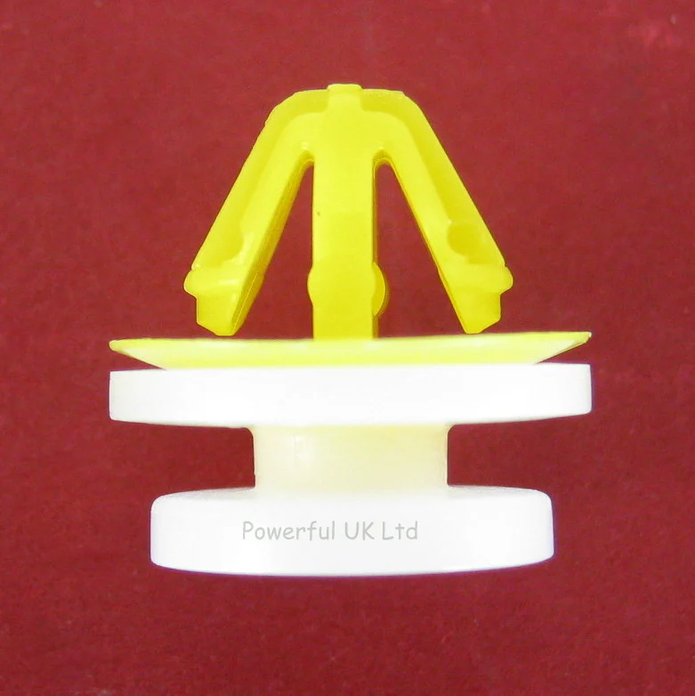 Yellow & White plastic wheel arch door moulding clips for Land Rover Discovery 3 - 10 pack - Image 3